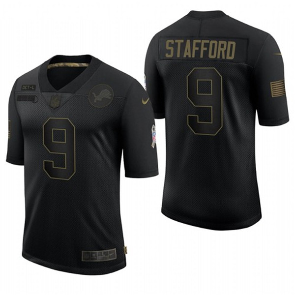 Men's Lions #9 Matthew Stafford 2020 Black Salute To Service Limited Stitched NFL Jersey